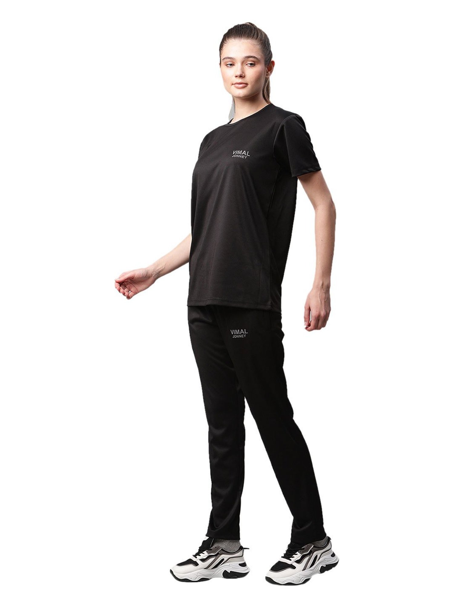 Vimal Jonney Black Regular Fit T-Shirt With Trackpants