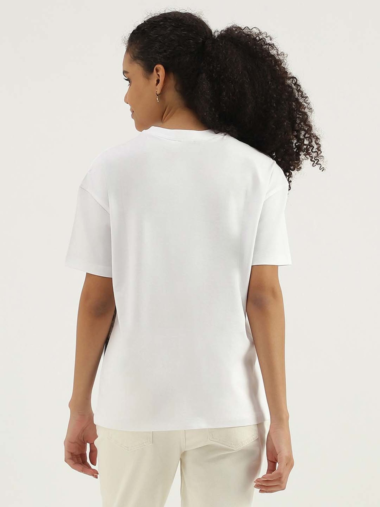 United Colors of Benetton White Cotton Printed T-Shirt