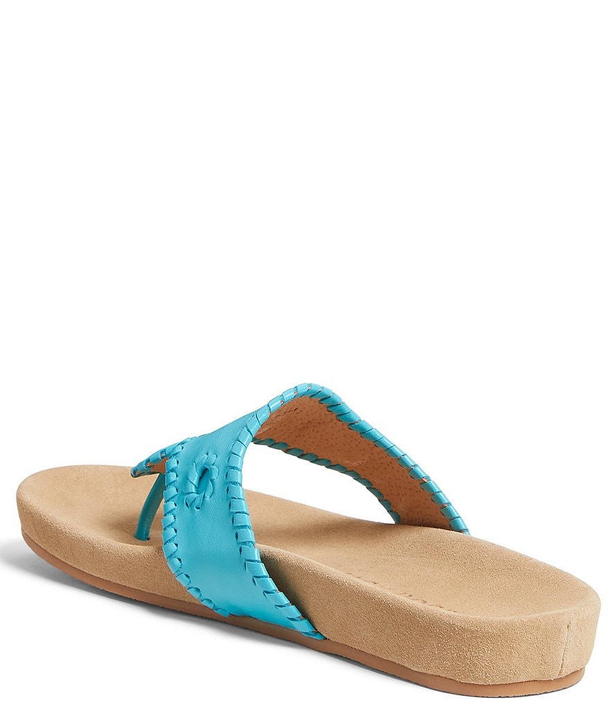Jack Rogers Jacks Comfort Leather Whipstitch Detail Thong Sandals