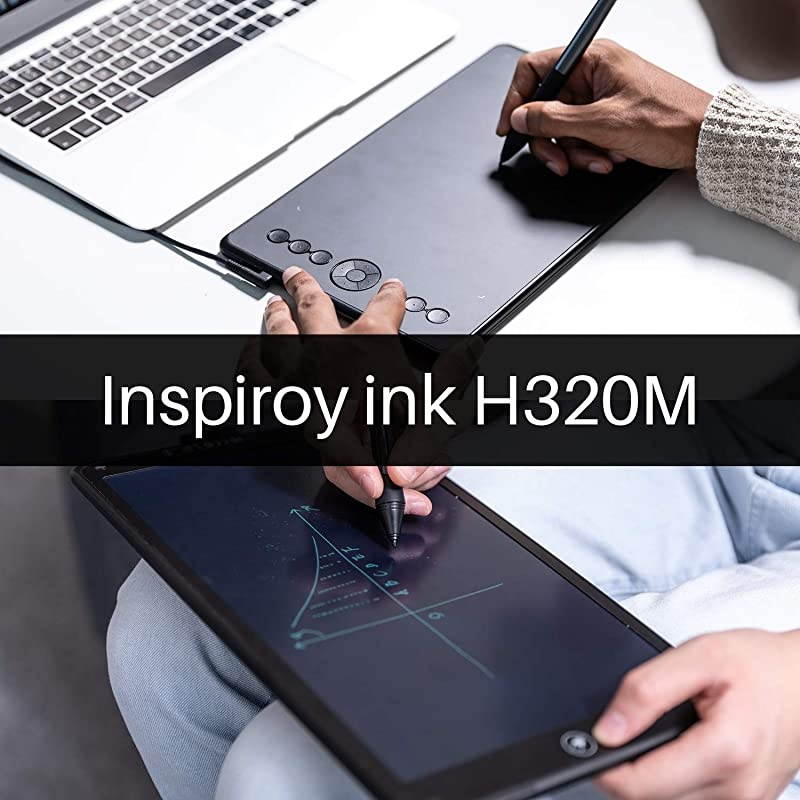Inspiroy Ink H320M Drawing Tablet DualPurpose LCD Writing Tablet 8192 Pen Pressure BatteryFree Stylus Tilt Function Android Supported with Sleeve Bag Quartz Black