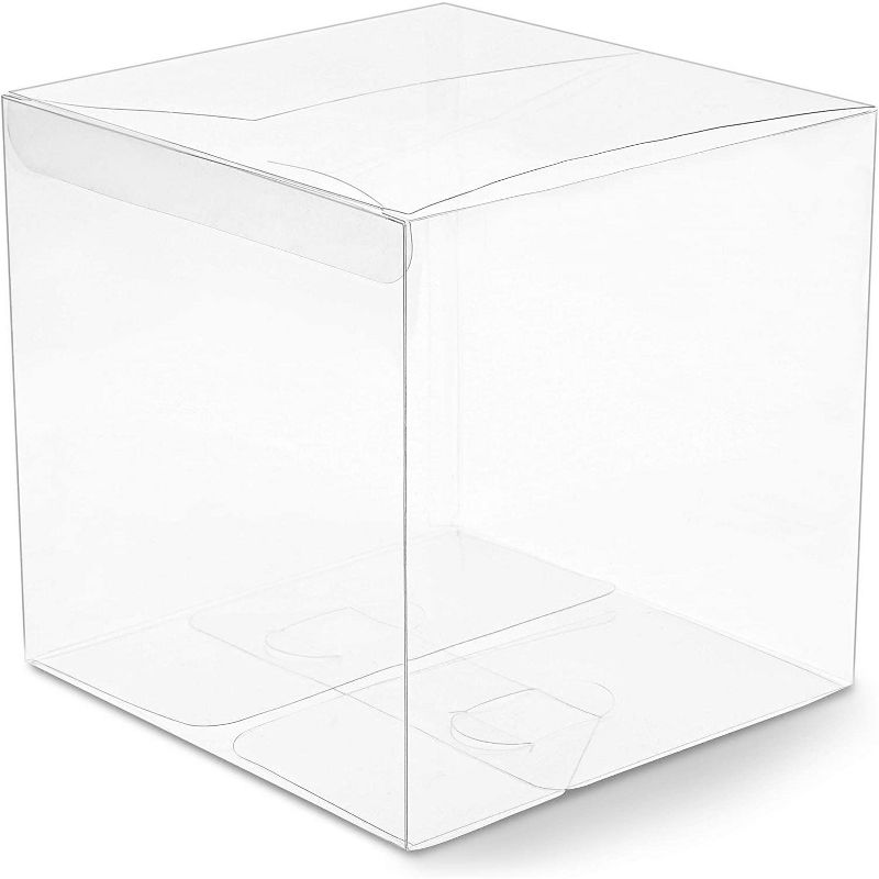 30-Pack Clear Candy Treat Box, Transparent Cube Gift Boxes 5" for Wedding Party Favors Baby Shower