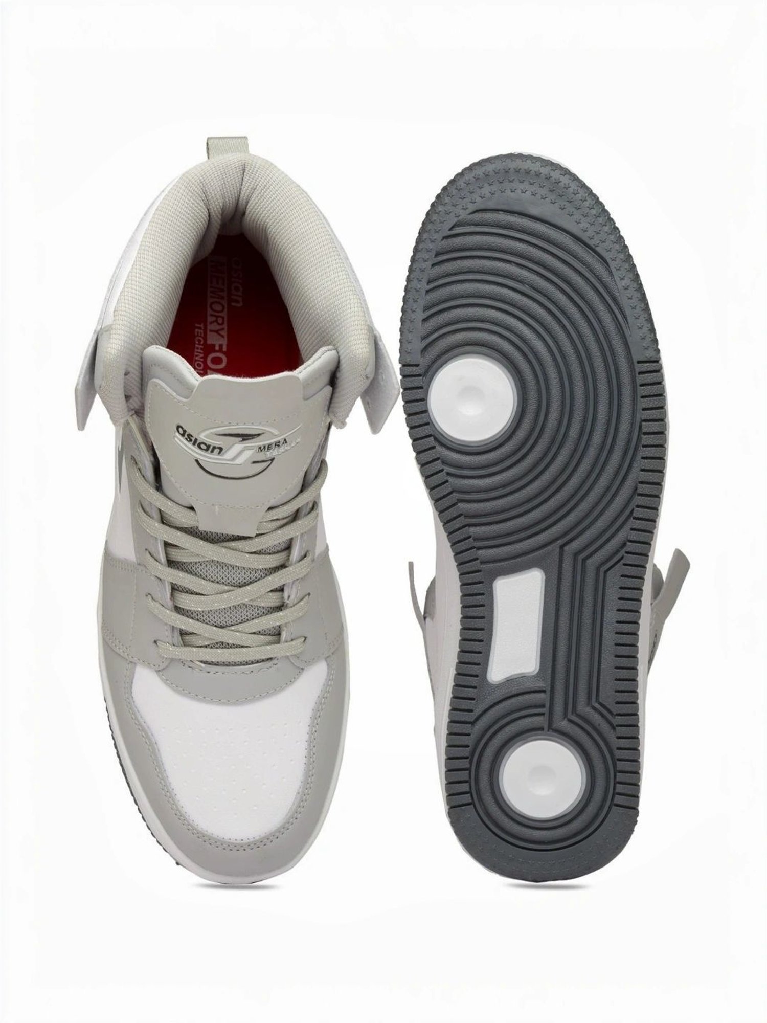 Asian Men's Grey & White Ankle High Sneakers
