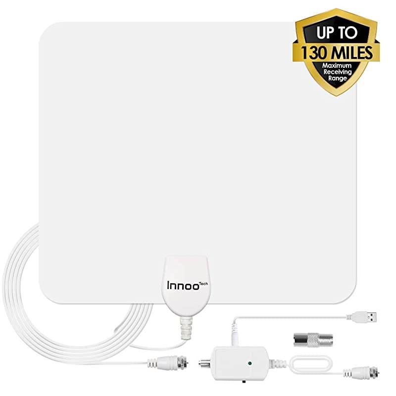 Antenna, 2021 Indoor Digital Antenna with Amplifier Signal Booster - 200 Miles Range, HD Antenna Support 4K 1080P Local Channels - 16.5 Ft Coax Cable (White)