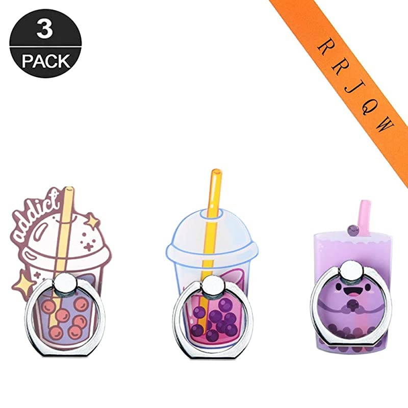 Ring Holder Stand,Boba Milk Tea Ring Stand Holder 360 Rotation Finger Ring Grip Stand for Cellphones,Smartphones and Tablets (3 Pack Boba Milk Tea Ring Stand)
