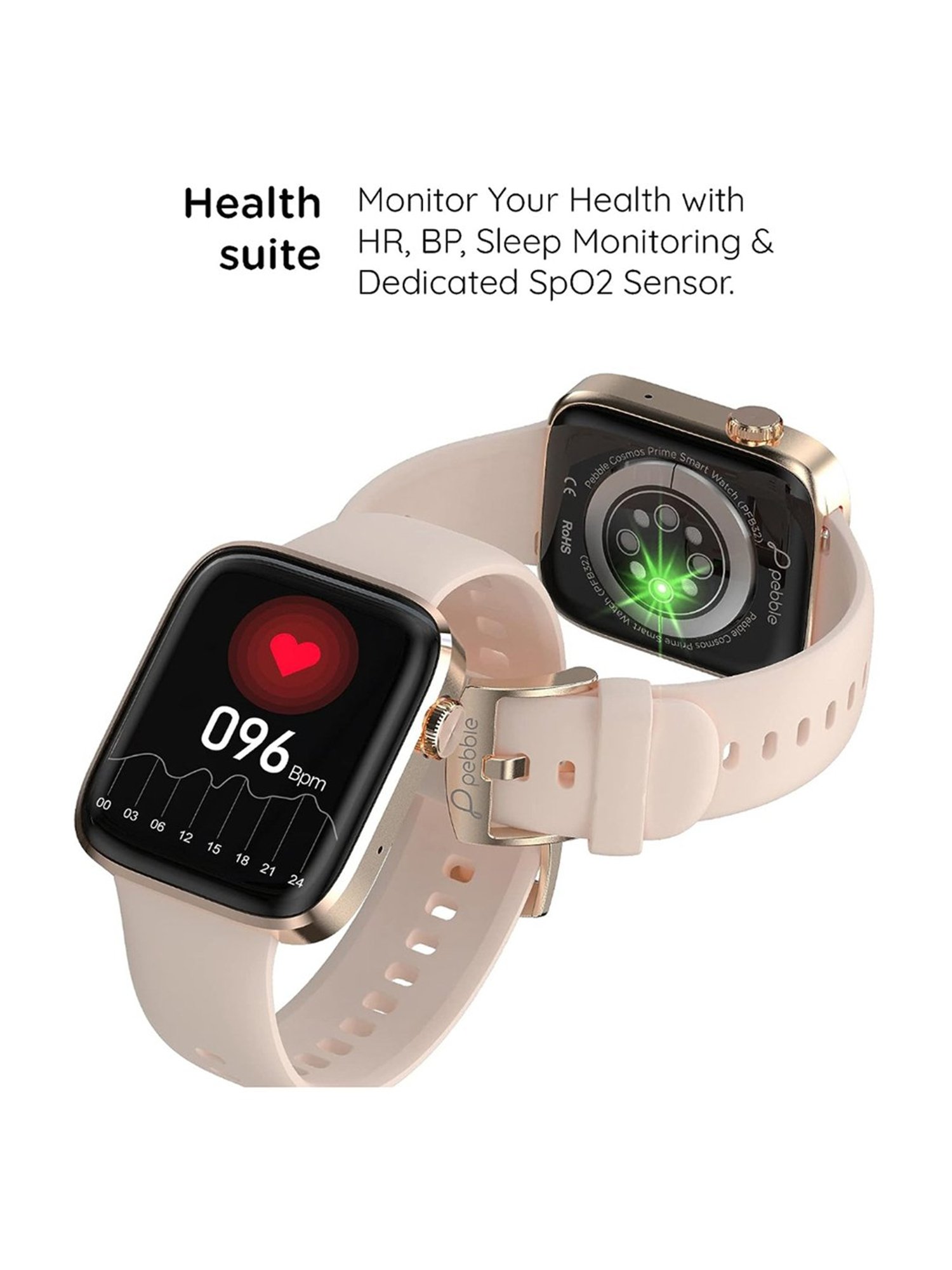 Pebble Cosmos Prime 1.91 inch Bluetooth Calling Smart Watch - Ivory Gold