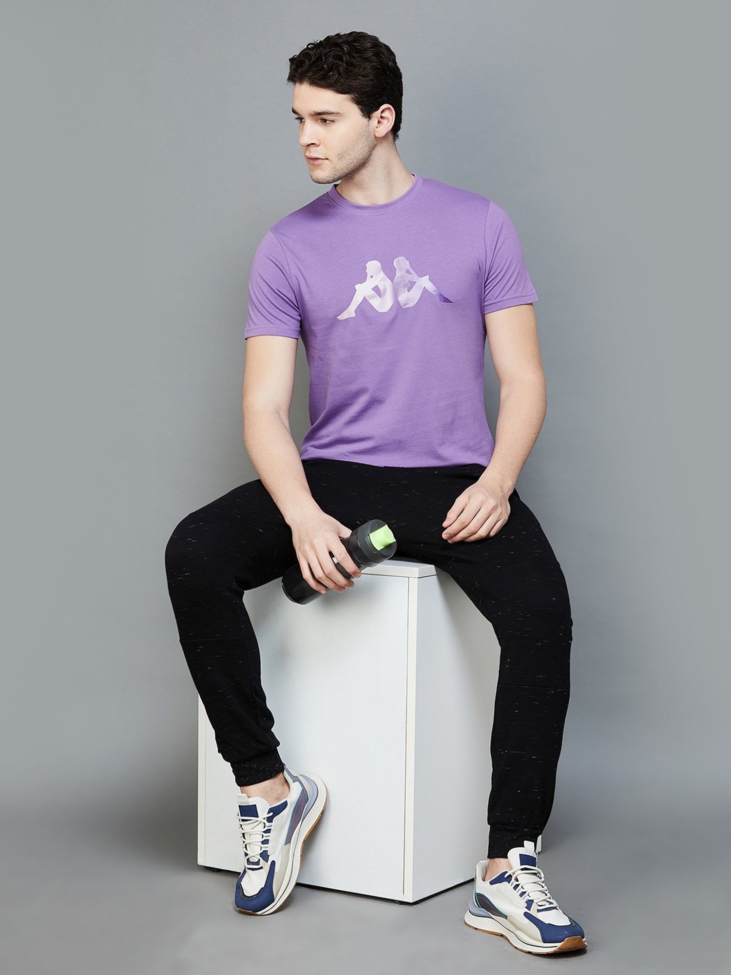 KAPPA Purple Cotton Regular Fit Printed T-Shirt