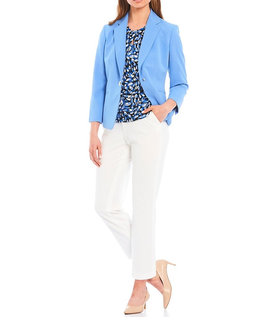 Kasper Floral Printed Criss Cross Round Neck Cap Sleeve Knit Top