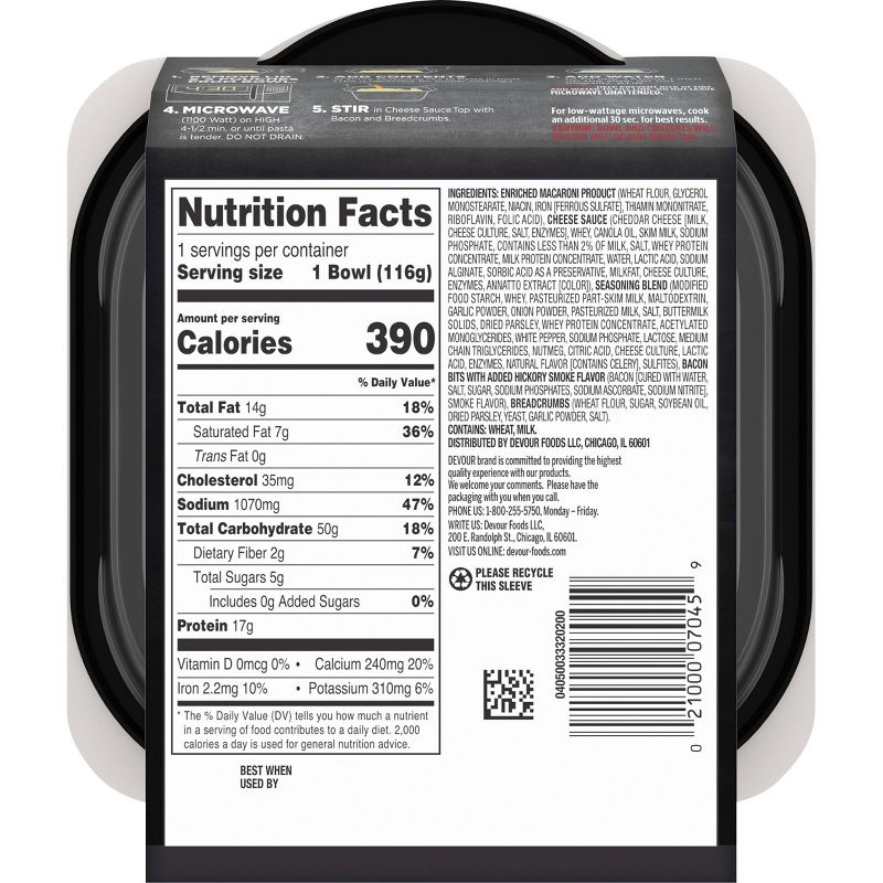 Devour Alfredo Mac & Cheese with Bacon - 4.1oz