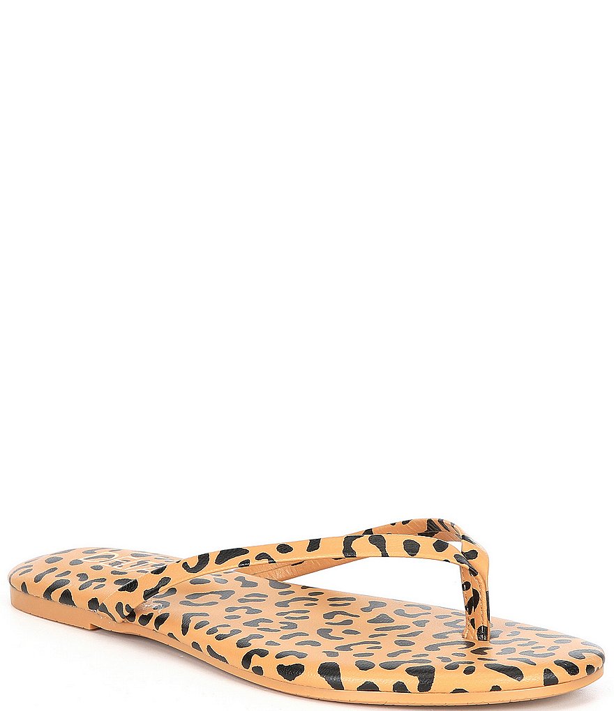 Deltan Hula Leopard Print Leather Thong Sandals