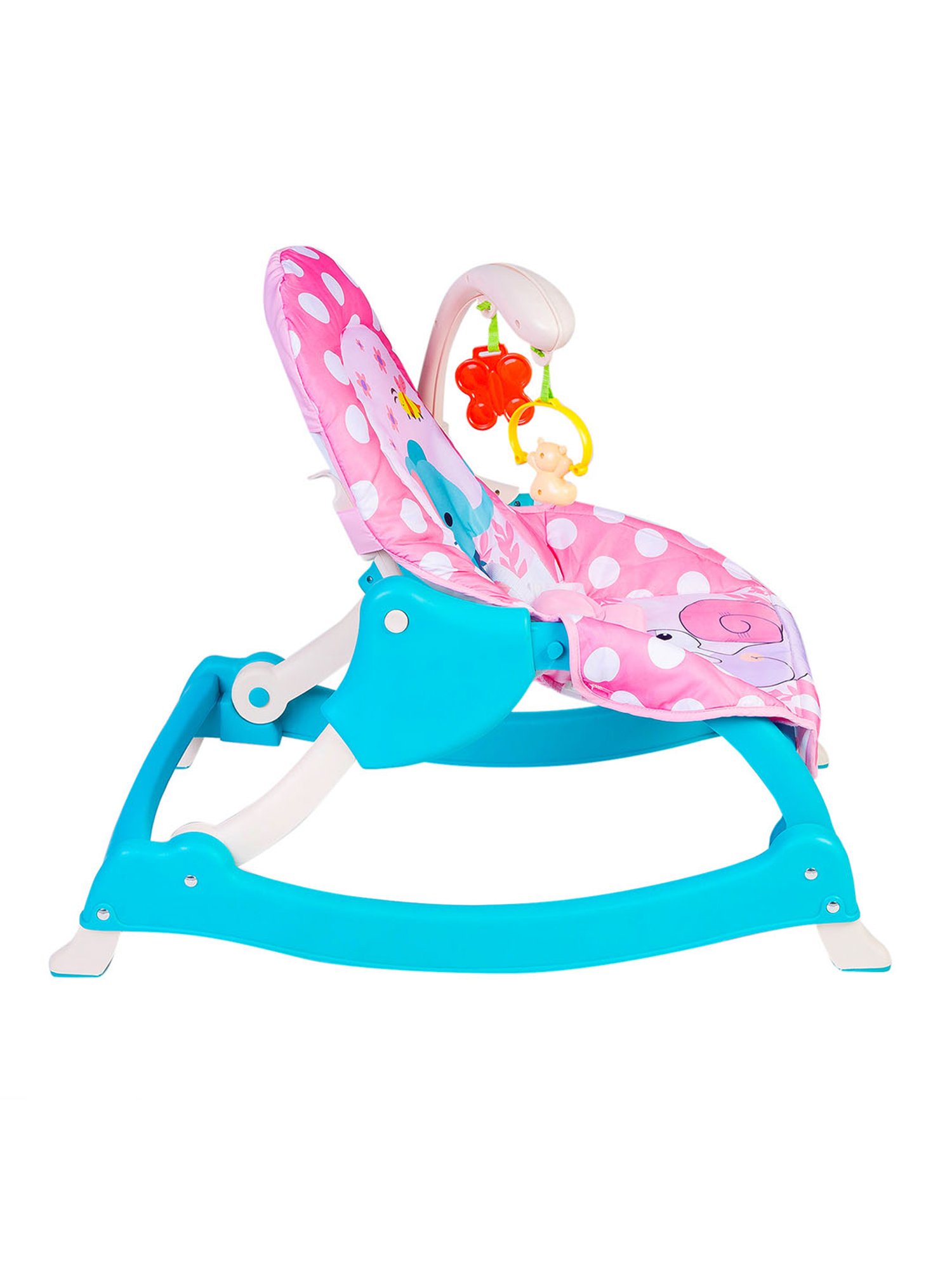 Baby Moo 3 Adjustable Level Backrest Musical Baby Rocking Chair Pink Polka Dot