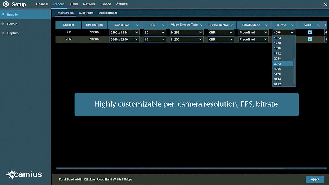 New - Camius 8 Channel 4K NVR security system, 4TB HDD, 4 x 5MP 10x Zoom Intelligent IP PoE Outdoor Bullet cameras with motorized varifocal lens 5-50mm, 260ft night vision, audio, alarm input & output