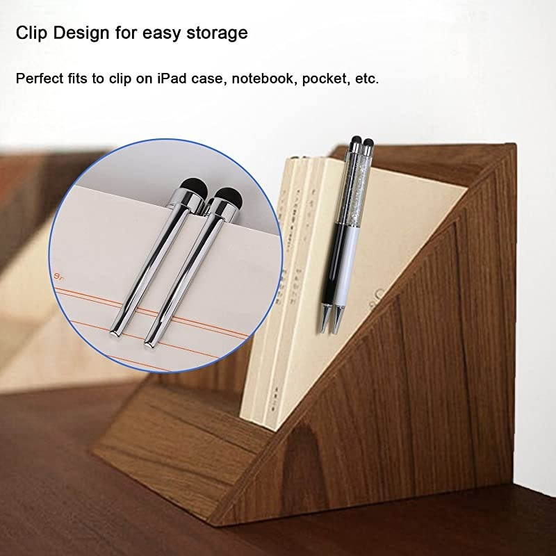 Stylus Pens  6Pcs Crystal 2 in 1 Slim Capacitive Stylus ampBallpoint Pen for Touch Screens iPhone 7 8 Plus x iPad Samsung Galaxy Tablets Sky Blue Pink Purple Royal Blue Black White