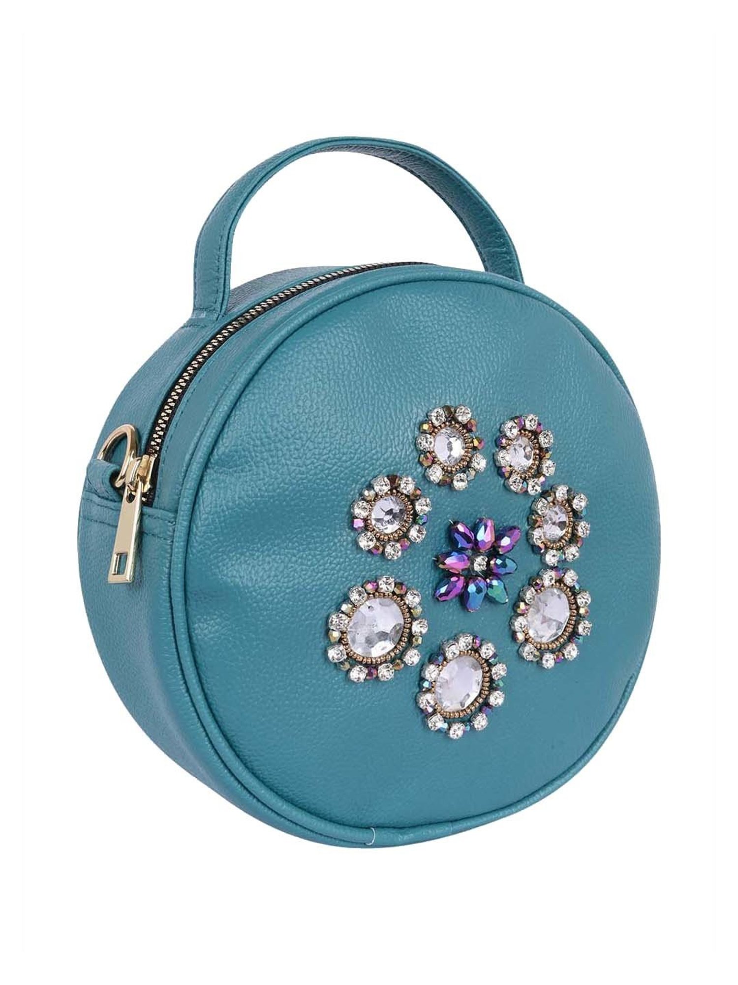 Bagsy Malone Blue Embellished Medium Sling Handbag