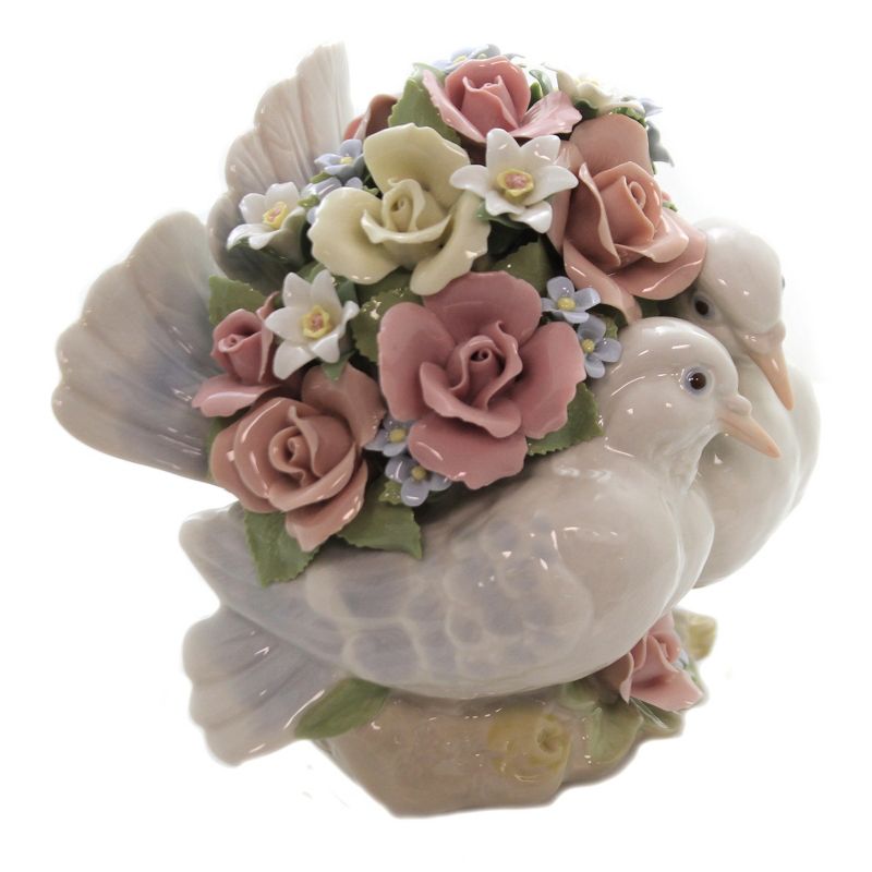 Figurine 6.5" Love Birds Wedding Flowers Musical  -  Decorative Figurines