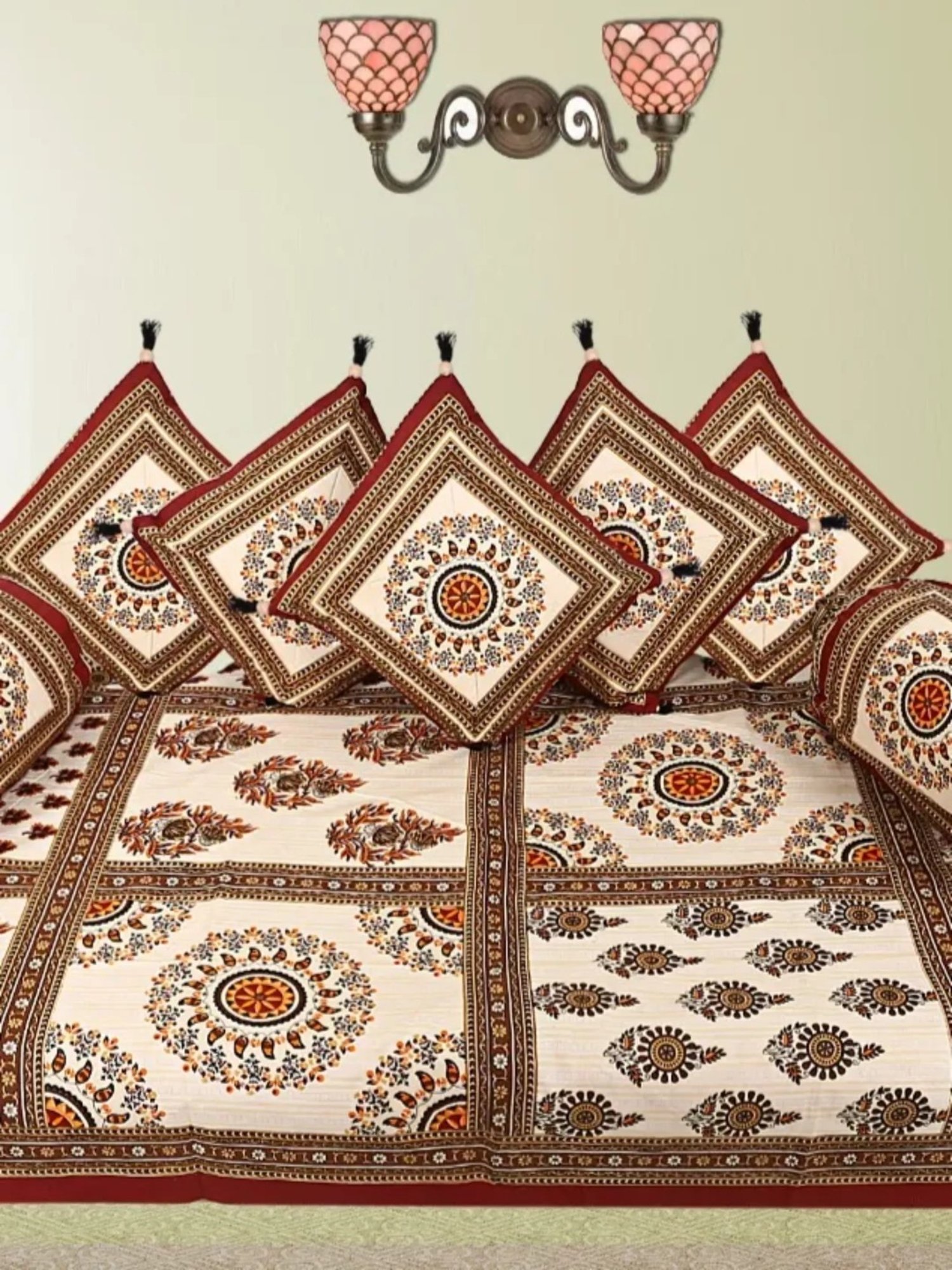 Maspar Blue Cotton 200 TC Reversible Duvet Cover Set