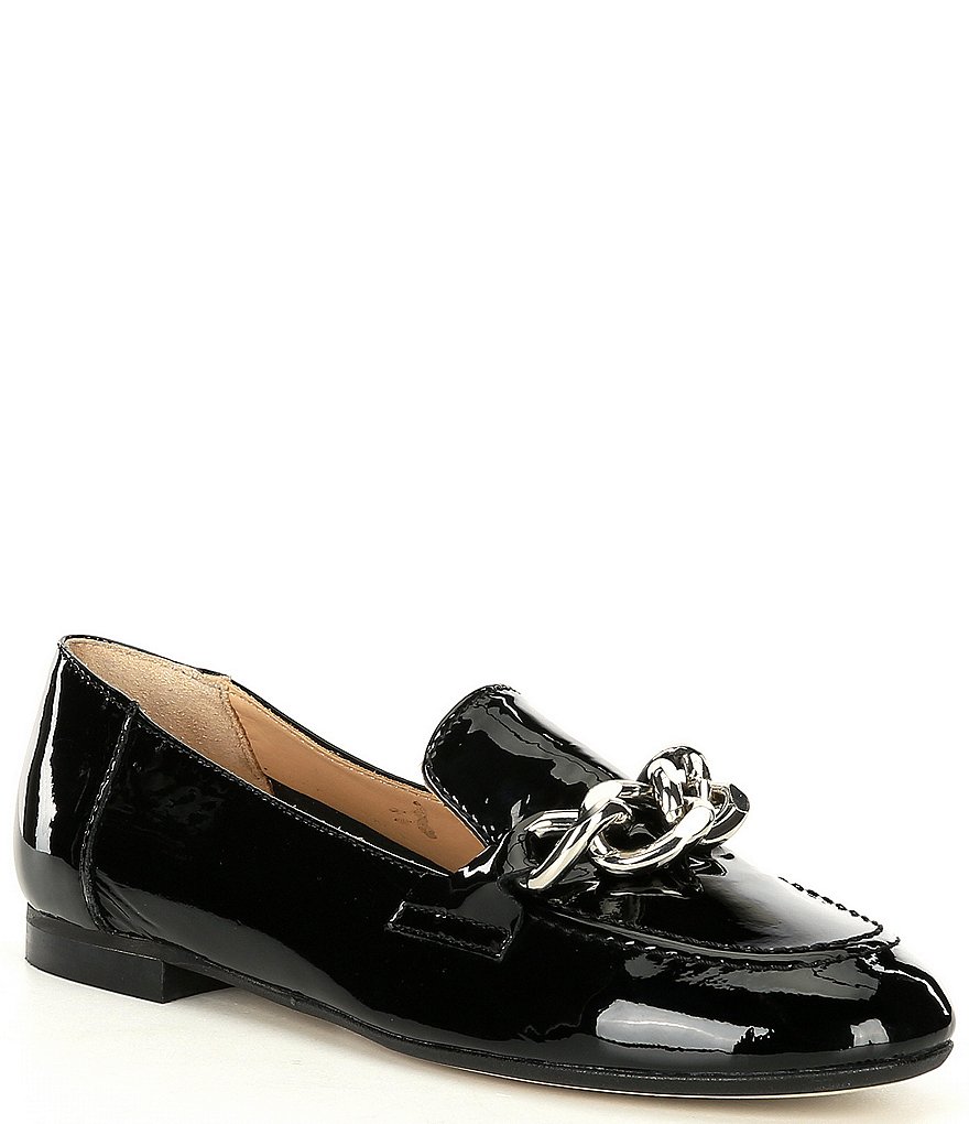 Donald Pliner Balton Patent Leather Chain Detail Loafers