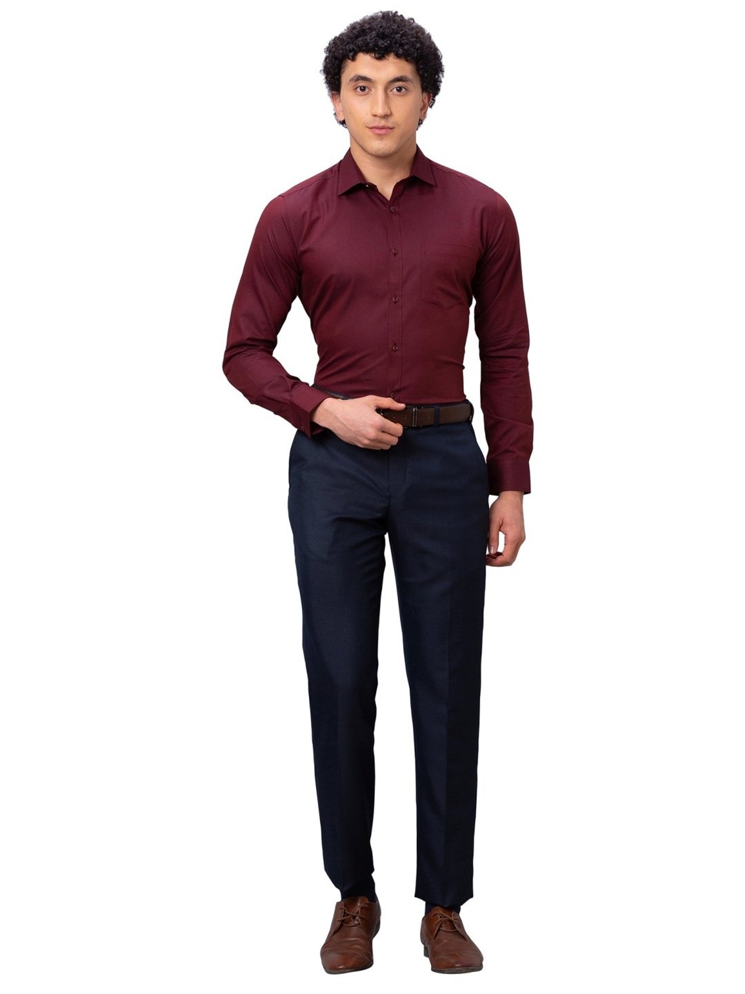 Park Avenue Maroon Slim Fit Shirt