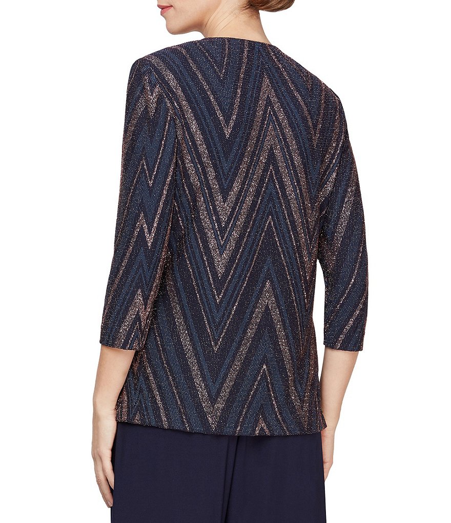 Alex Evenings Cowl Neck Metallic Knit 2-Piece Twinset