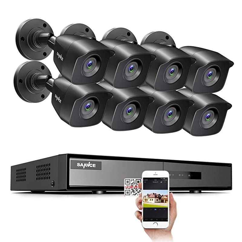 8CH Security Surveillance System H264 1080N Wired DVR and 8&times;1080P Weatherproof CCTV Camera System for Indoor Outdoor 100ft Night VisionEasy Remote AccessSmart Playback NO Hard Drive
