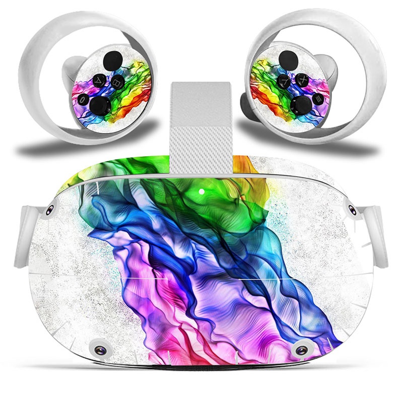 Amify Vinyl Skin Sticker for Oculus Quest 2 VR Headset Controller PVC Decals Cute Cartoon Wrap Cover for Oculus Quest 2 Accessories