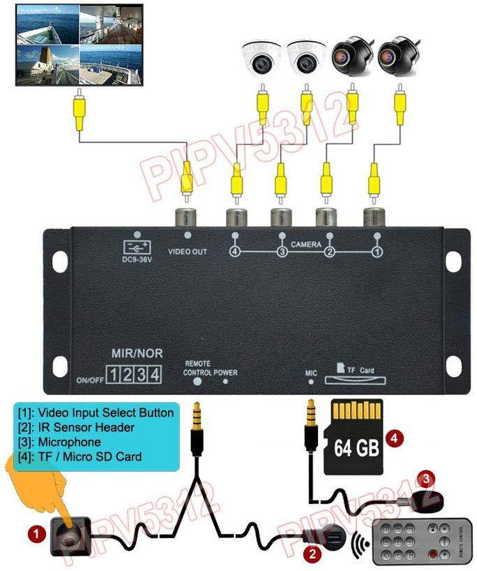 4-Channel Mini DVR with IR Remote + Multi-View Screen