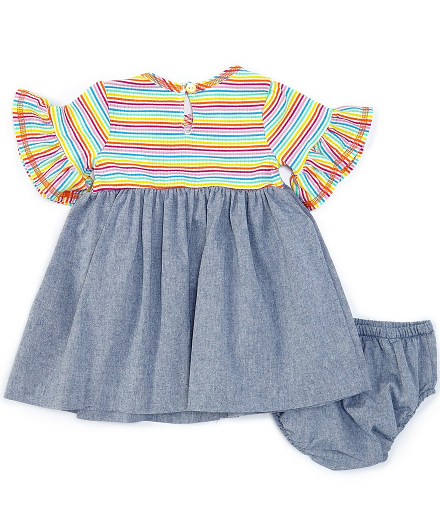 Bonnie Jean Baby Girls Newborn-24 Months Striped/Chambray A-Line Dress