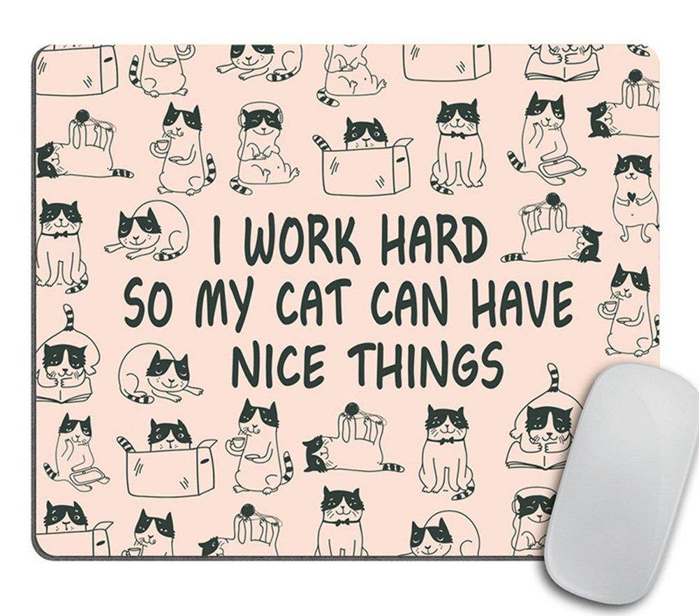 Mouse Pad Mousepad Cat Mouse Pad Funny Coworker Gift Office Supplies Cat Lover Gift Pink Office Desk Accessories Cubicle Decor Peach Cute - I Work Hard So My Cat Can Have Nice Things