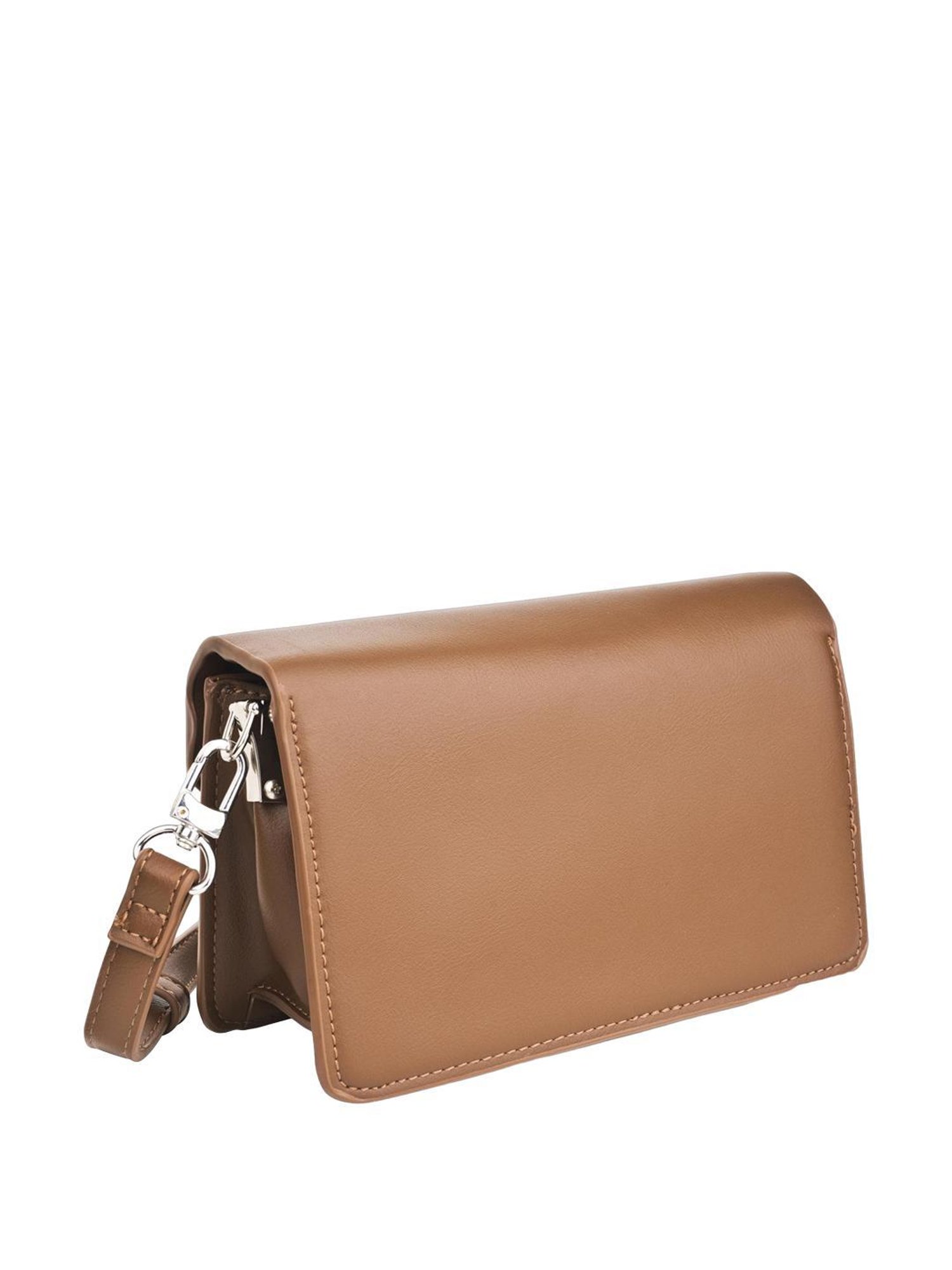 Angeline Brown Solid Medium Sling Handbag