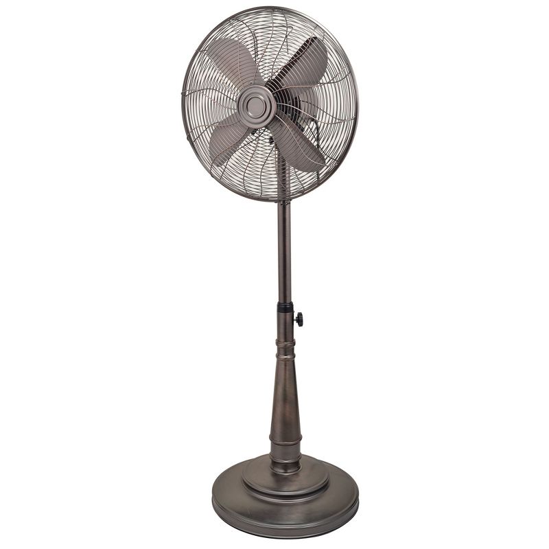 Optimus F-6218 Powerful 3 Speed 16 Inch Adjustable Height Whisper Quiet Portable Vintage Retro 85 Degree Oscillating Pedestal Fan, Bronze