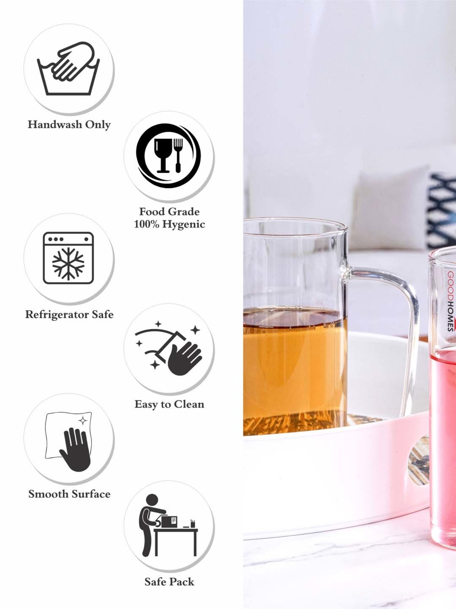 Melbify Roll Sip Transparent Cocktail Glass with straw 250ml - Set of 2