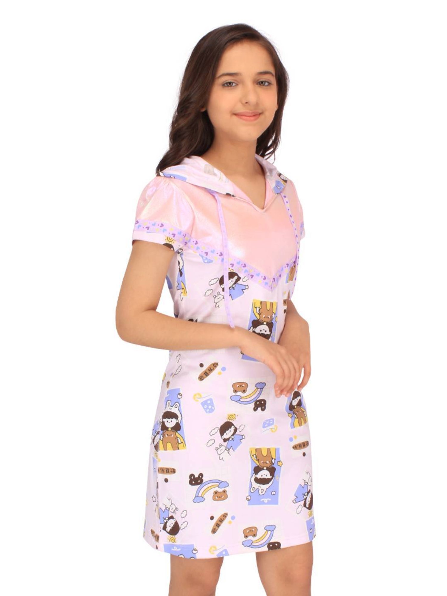 Cutecumber Kids Light Purple Printed Shift Dress