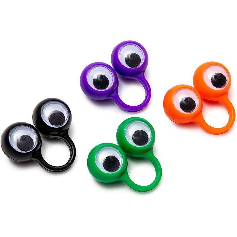 Spooky Central 60 Pack Eyeball Finger Puppets for Halloween Party Favors, 4 Colors