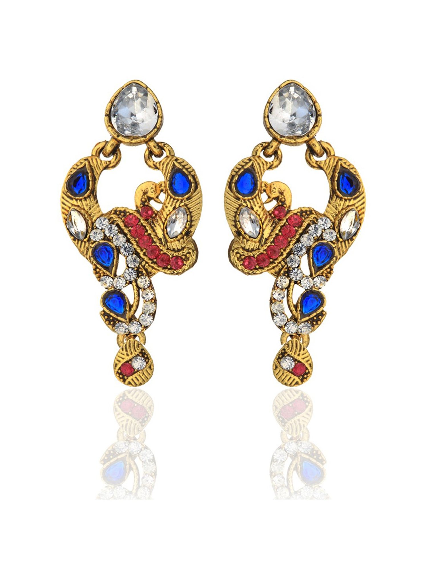 Zaveri Pearls Multicolor Alloy Peacock Swirl Necklace Set