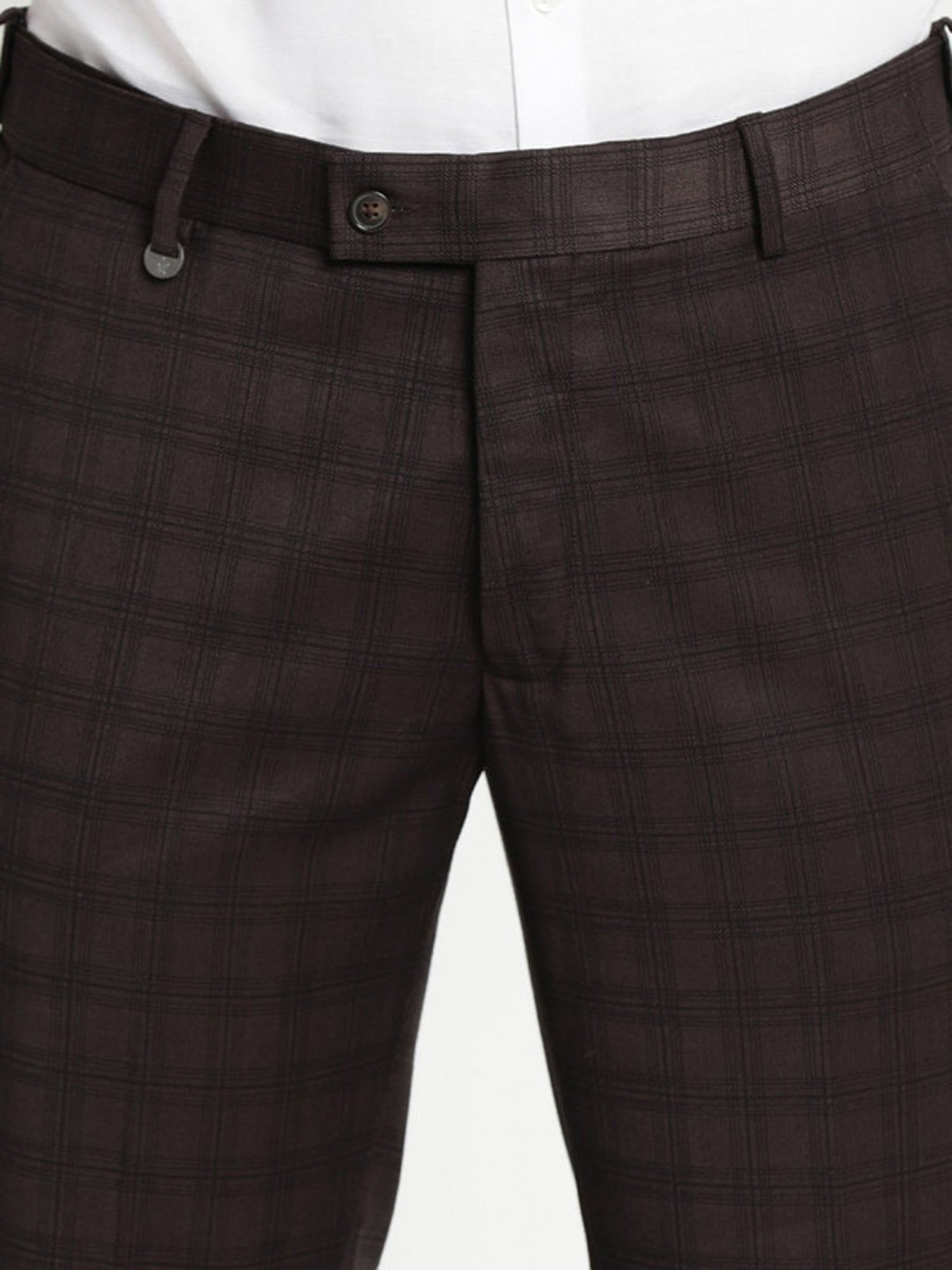 Turtle Brown Slim Fit Checks Two Piece Suit