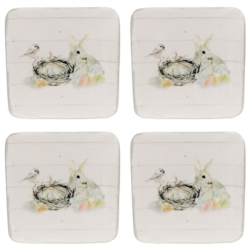 Tabletop 8.75" Farmhouse Spring Salad Plates Rabbit Bunny Easter Eggs Park Designs  -  Dining Plates