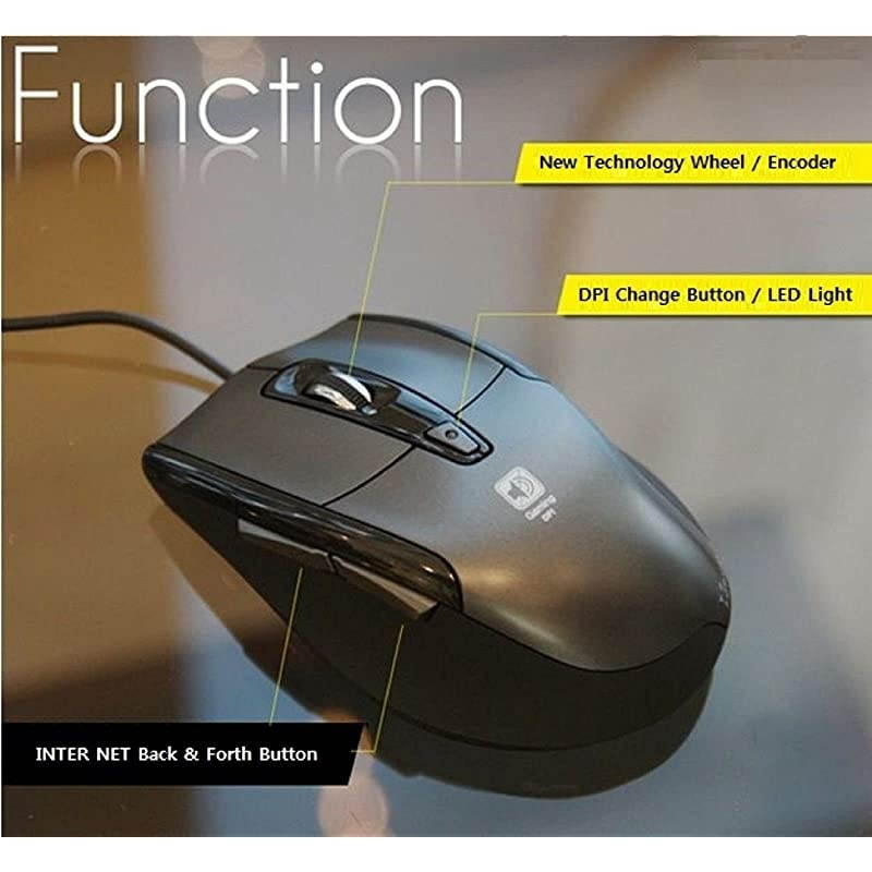 USB Optical Gaming Computer Wheel Mouse 1600 DPI Super Quiet JNL101K Black Silent