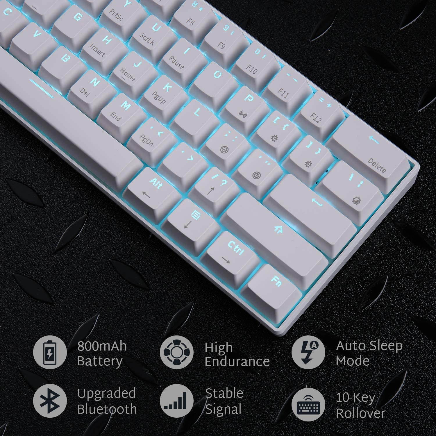 RK ROYAL KLUDGE RK61 Wireless 60% Mechanical Gaming Keyboard, Ultra-Compact Bluetooth Keyboard with Linear and mechanical Switch, Compatible for Multi-Device Connection