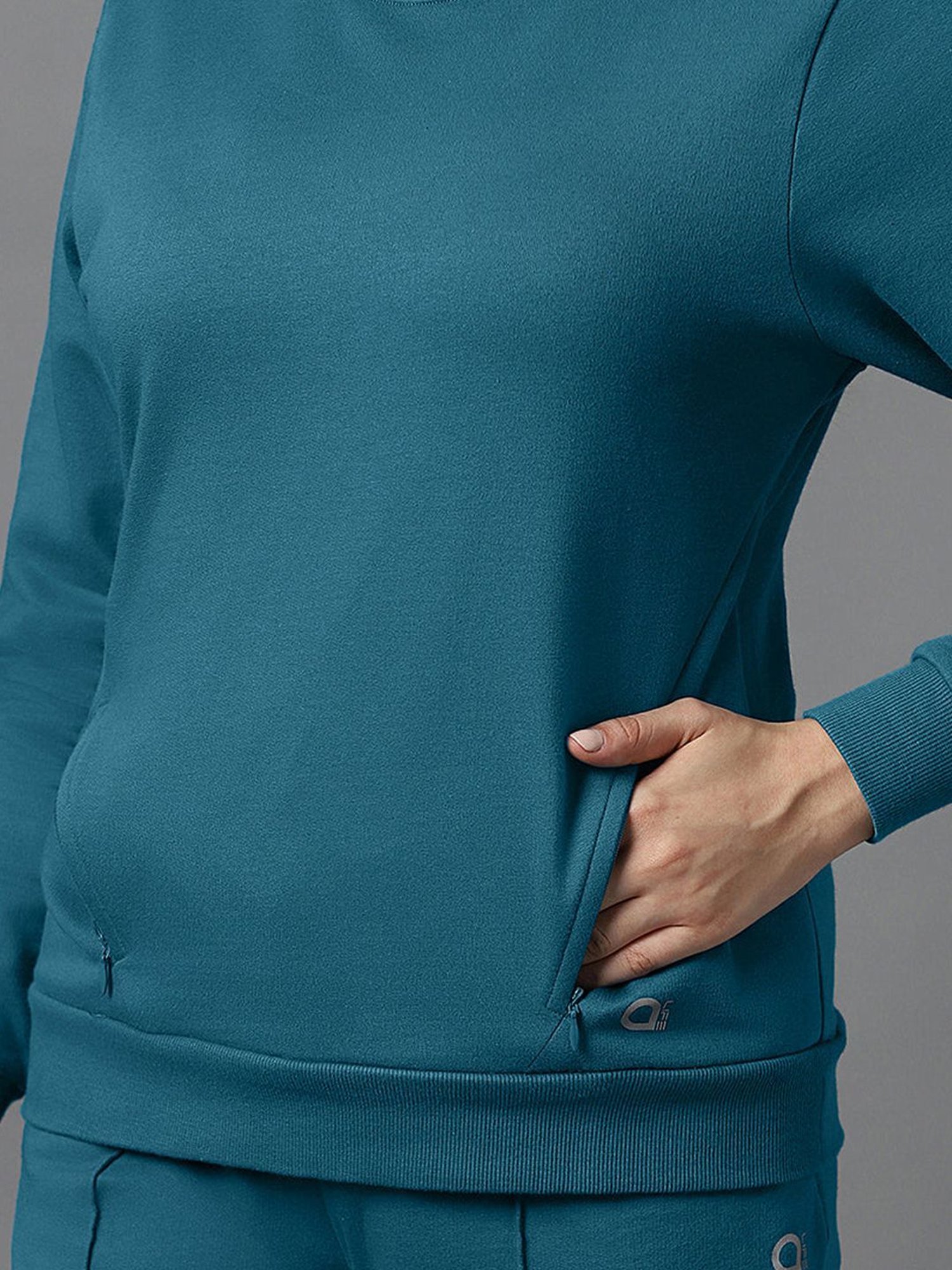 Amante Blue Cotton Sports Sweatshirt