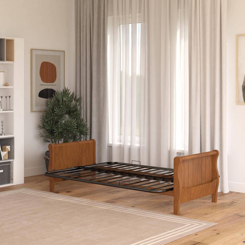 Full Brayden Wood Arm Futon Frame Walnut - Room & Joy