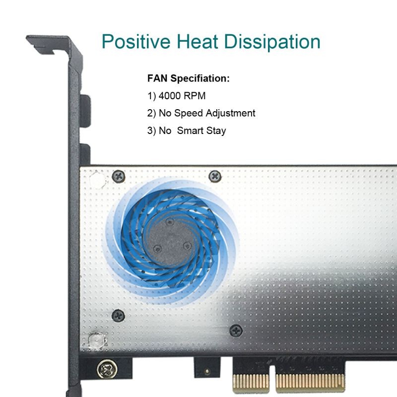 GLOTRENDS 2 in 1 M.2 PCIE Adapter and M.2 NGFF SATA Adapter, EMI Protection Cover with Fan