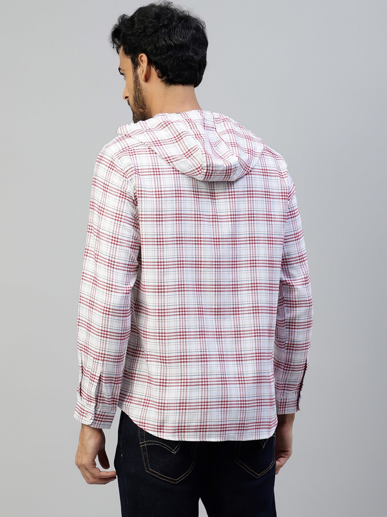 Don Vino Multicolor Regular Fit Check Cotton Hooded Shirt