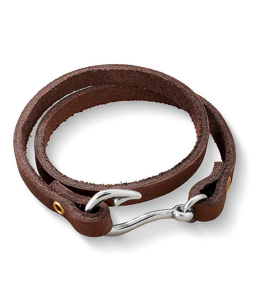 James Avery Sterling Silver Fish Hook Leather Wrap Bracelet