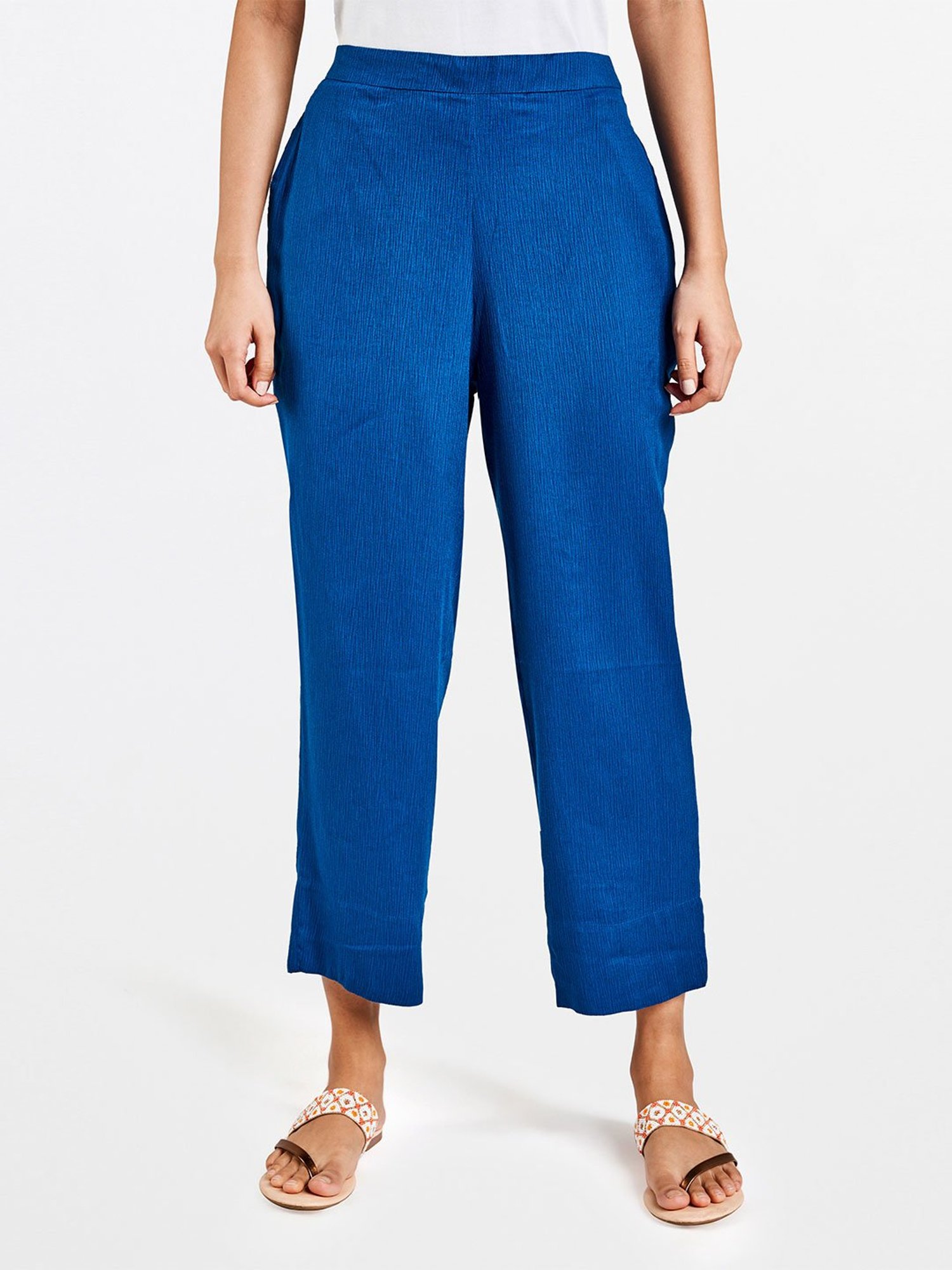 Global Desi Indigo Regular Fit Trousers