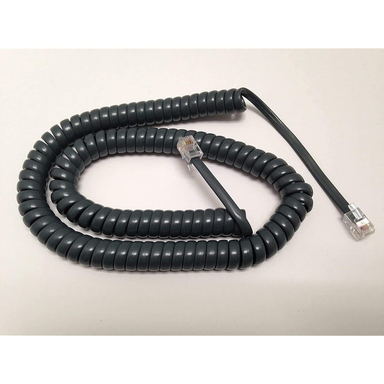 The VoIP Lounge Replacement 12 Foot Gray Handset Receiver Curly Cord for Cisco SPA500 Series IP Phone SPA501G SPA502G SPA504G SPA508G SPA509G SPA512G SPA514G SPA525G