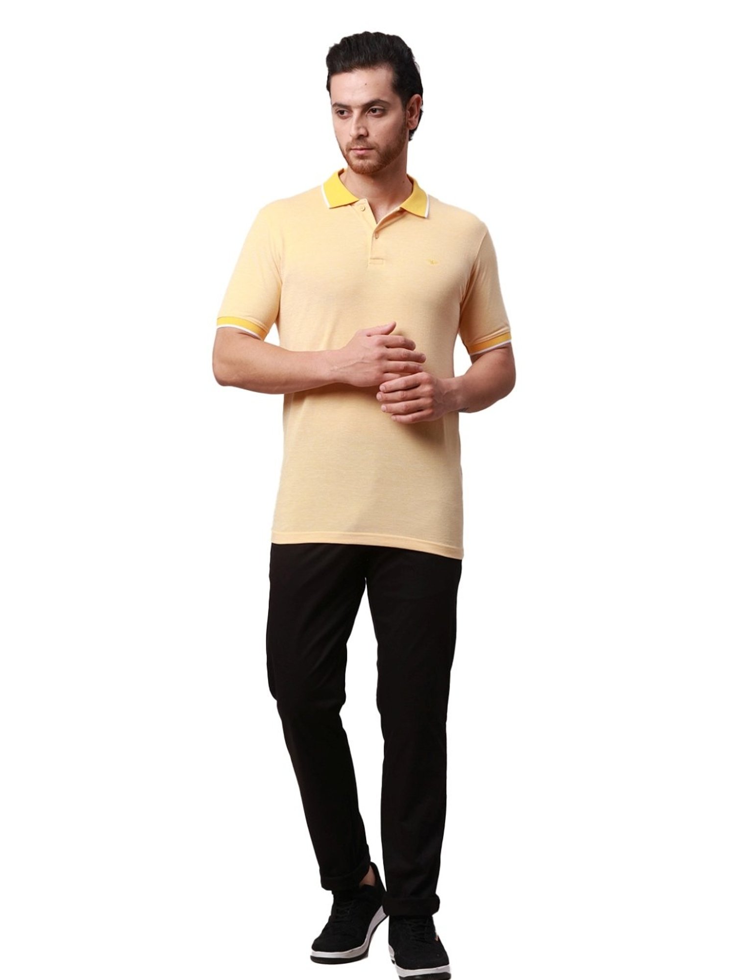 Park Avenue Yellow Slim Fit Polo T-Shirt