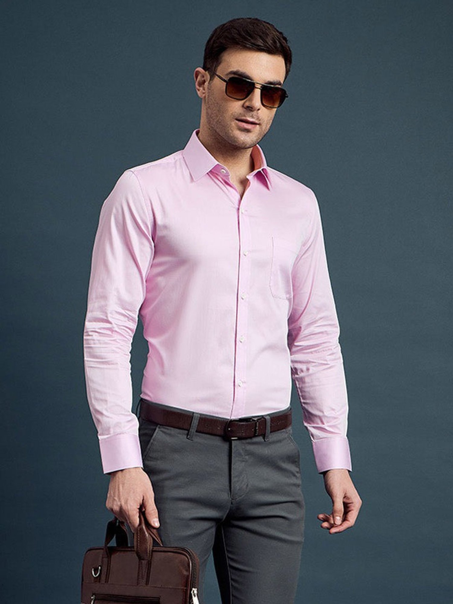 Louis Stitch Pink Cotton Regular Fit Shirt