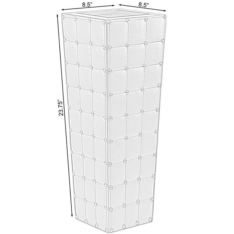 Bold Tones Black Faux Leather Wooden Umbrella Stand, Umbrella Storage Holder for Entryway