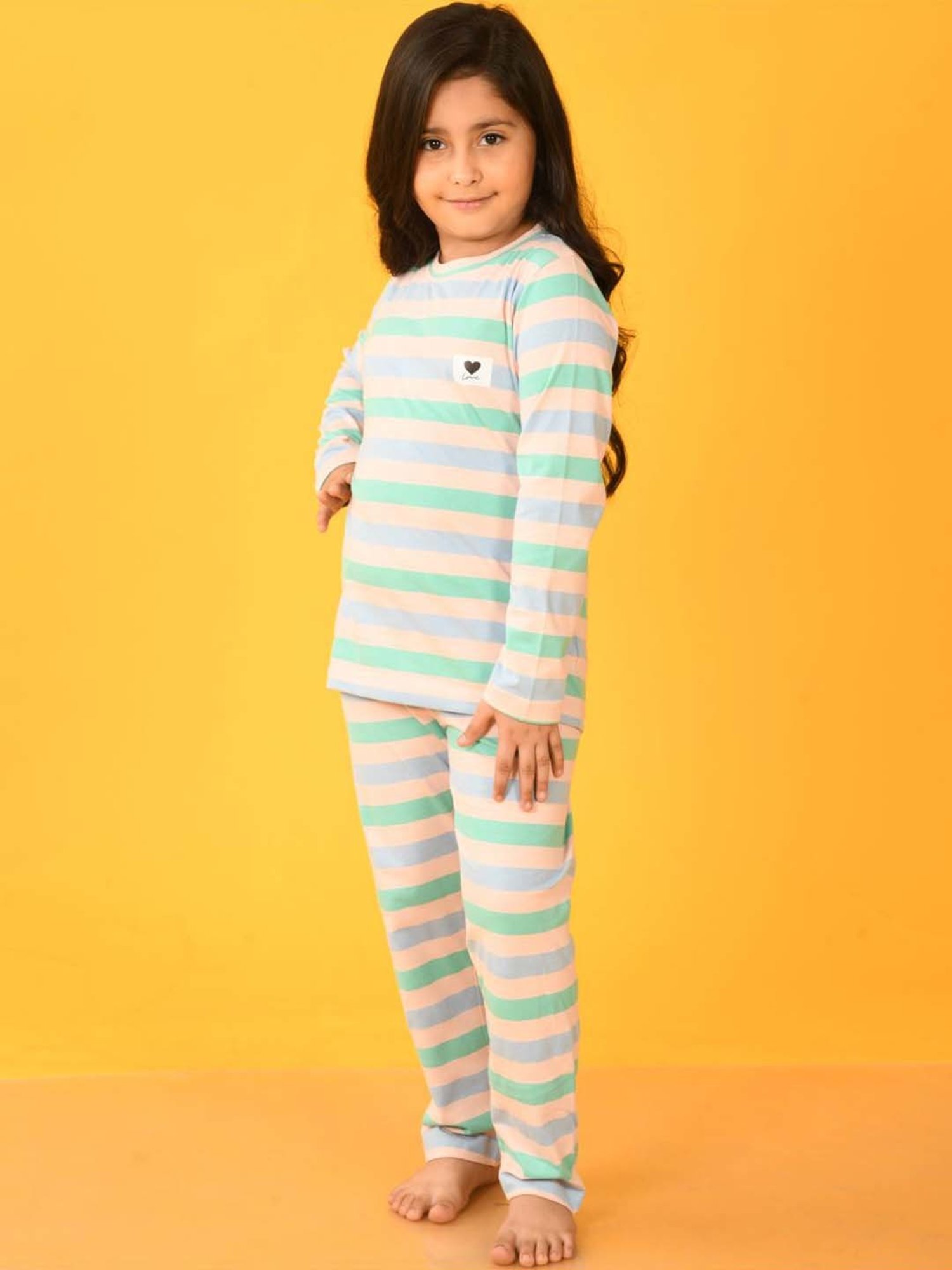 Anthrilo Kids Multicolour Cotton Striped Full Sleeves T-Shirt & Trouser
