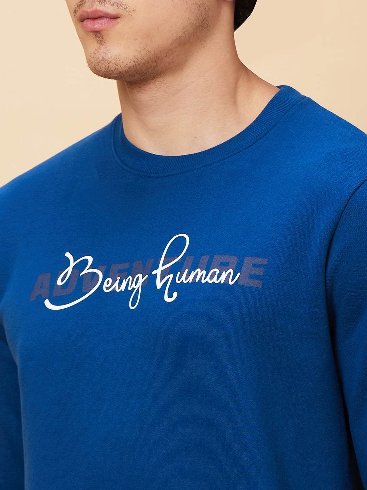 Being Human Dark Blue Oversized Print Sweatshirt