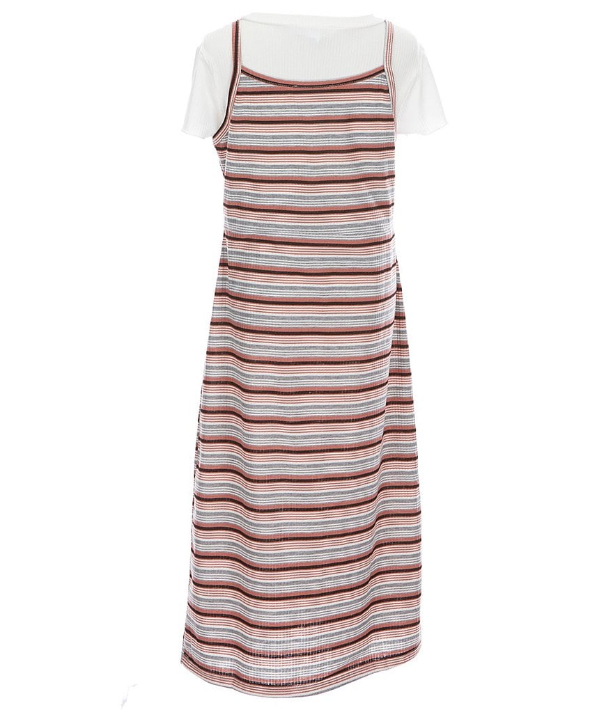 Ally B Big Girls 7-16 Sleeveless Striped Dress & Solid Short-Sleeve Tee Set